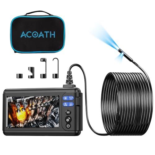 Acoath Borescope Endoscope Camera with Light, Dual-Lens 1080P HD Industrial Inspection Camera with 8 LED Lights, 33Ft Semi-Rigid Snake Cable, 5" IPS Screen, 32GB Card, IP67 Waterproof Sewer Tools