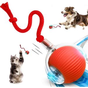 Speedy Tail 2.0 Cat Toy, 360Automatic Rolling Ball, Smart Interactive Cat Toy, Smart Jumping Ball for Dogs, Speedy Tail 3.0, Automatic Dog Walker (Red)