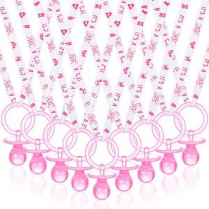 Coume 36 Pcs Baby Shower Pacifiers Necklace Acrylic Pacifiers Party Favors Charm Necklace for Baby Shower Party Decorations Gender Reveal Table Scatter(White, Pink)
