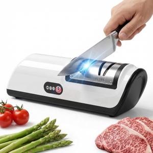 Professional Kitchen Knife Sharpener, Cordless Electric 2-Stage Precision System (Fine & Ultra-Fine), USB Rechargeable Tool-Grade Design for Kitchen Knives & Scissors, Quiet, Safe to Use