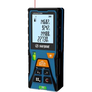 Laser Distance Meter Digital Laser Measuring Tool with LCD Backlit Display, Area Volume Pythagorean, 2mm Accuracy, Class II, Electronic Tape Measure for DIY Construction AAA Battery Powered