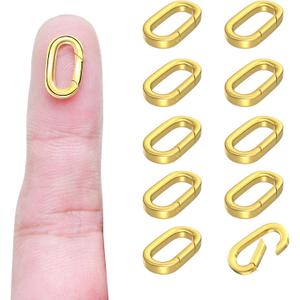 OHINGLT 10Pcs Carabiner Clip Pendant Clasps  18K Gold Necklace Clasp and Closures, Bracelet Charm Connector for Women (S (0.550.320.08in))