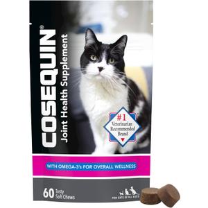 Nutramax Cosequin for Cats Joint Health Supplement, Contains Glucosamine for Cats, Plus Chondroitin and Omega-3s, Supports Joint and Skin and Coat Health, Soft Chews, 60 Count