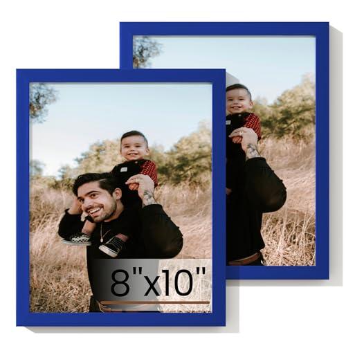 Heimlove 8x10 Picture Frame Set of 2,Photo Frames Display Pictures 8"x10",Blue Picture Frames 8x10 Wall Gallery Collage Wall Mount or Tabletop Display for Certificate Document