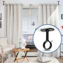 MUAKIOY Curtain Rod Holder Brackets, Ceiling Mount No Drill, Black Self Adhesive Heavy Duty Curtain Hooks Hanging 1.2" Dia Curtain Rods for Closet Wardrobe (16 Pack)