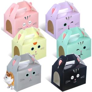 Fainne 24 Pcs Party Favors Boxes Foldable Treat Gift Boxes Candy Goodie Cases Decorations Adopt Pet Gift for Birthday Wedding Bridal Shower Party Favors(Cat)