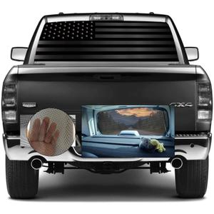 American Flag Decals for Trucks, Rear Window Decal, Truck Back Window Graphics Black Gray-Size 66" X 20"