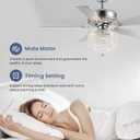 Crystal Ceiling Fan with Lights Modern Chandelier Fan with Remote Chrome Reversible Fan Light Fixture for Bedroom Dining Room 52", D52