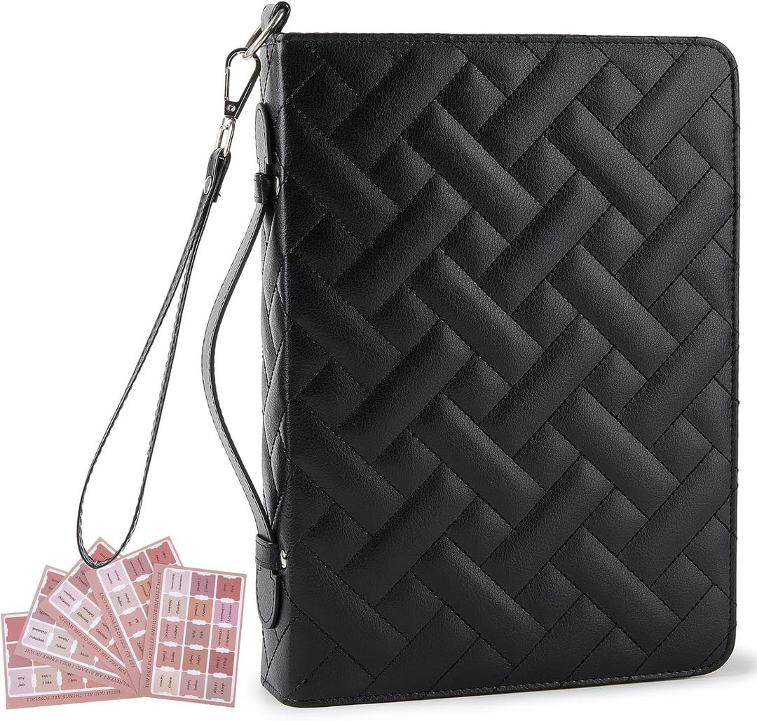 Beinou Bible Cover Case for Women PU Leather Bible Bag Bible Carrying Case Study Supplies Accessories with Tabs for Women, Black