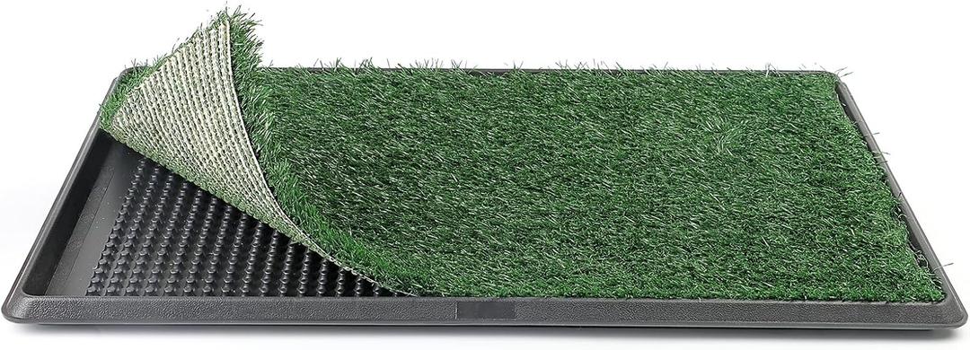 Powools Grass Pad for Dogs Potty - 3-Layer Reusable Dog Grass Pad with Tray, Washable Artificial Grass Dog Potty Tray with Drainage Holes, Indoor & Outdoor GrassPee Pad for Dogs, 31"  19"