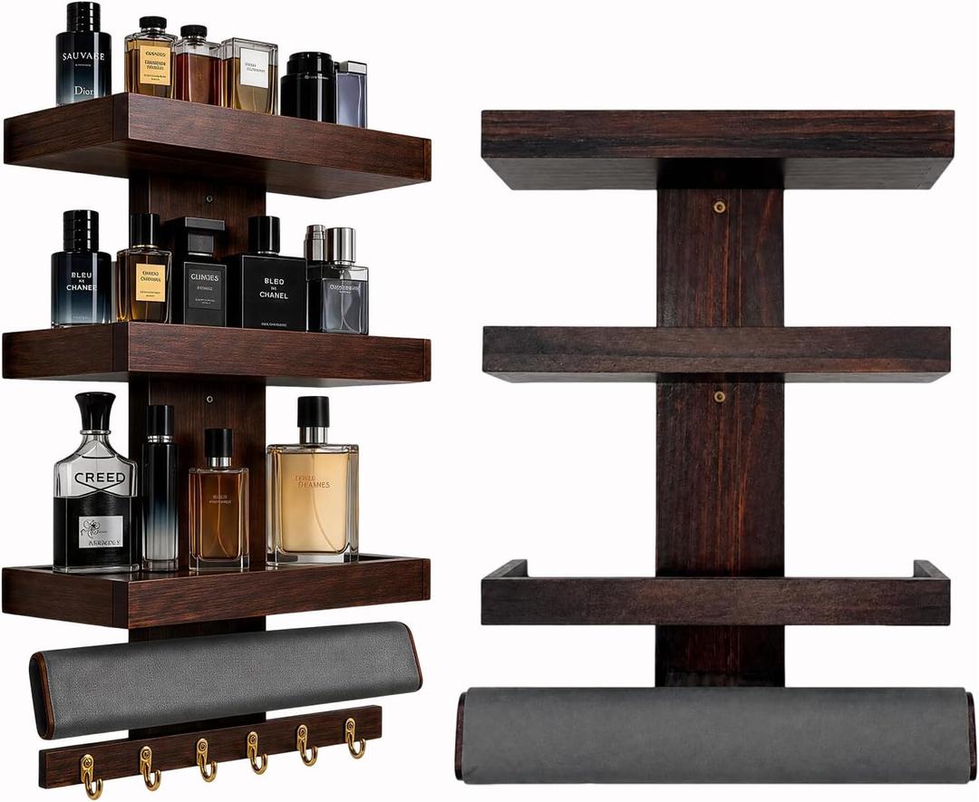 Picsurs Wall Mounted Cologne Organizer for Men, Perfume Shelf for wall