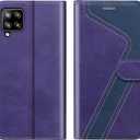 for Samsung Galaxy A42 Wallet Case,Premium Leather Flip Case [RFID Blocking] Credit Card Holder Folio Magnetic Stand TPU Shockproof Cover Color Matching for Samsung A42 (6.6") Purple Blue