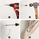 White Curtain Holdbacks - 2 Pack, Metal Curtain Tiebacks Wall Mounted, Decorative Drapery Wall Hooks with Hardware Accessories, Curtain Pull Back Hooks, Window Side Holders for Drapes