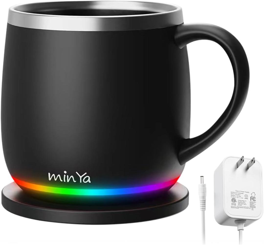 Smart Mug with LED Temperature Display  Coffee Warmer for Office & Home, Perfect Gift for Coffee Lovers,Black