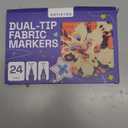 ARTISTRO 24 Dual-Tip Fabric Markers - Fabric Decorating Kit - Permanent for Clothes - No Bleed Pens for T-Shirts, Bags, Textile, Canvas, and More (Brush Tip and Fine Tip)