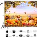 8X6FT Fall Photo Backdrop Thanksgiving & Autumn Forest Scene with Pumpkins Fall Photography Backdrop YY-2535