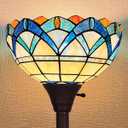 Tiffany Torchiere Floor Lamp,Stained Glass Lamp Shade,Vintage Antique Style Tall Standing Corner Light for Bedroom Living Room