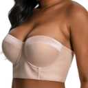 36dd Strapless Bras for Women Longline Beige Pink (Beige)