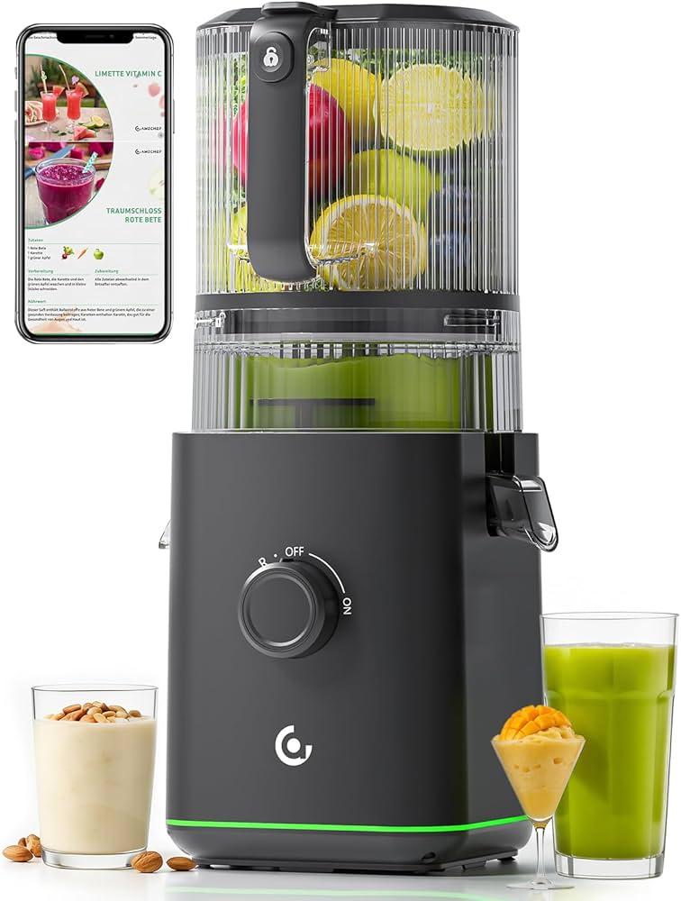 Cold Press Juicer, 3-in-1 Self Feeding Juicer Machine with 6.5" Large Feed Chute&100oz Hopper, Slow Masticating Juicer for Whole Fruits & Vegetables, Easy Clean for Juice, Nut Milk & Sorbet