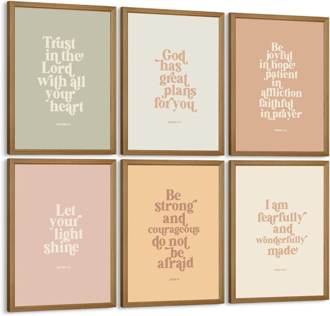Bible Verse Wall Art Decor Kids Christian Canvas Pictures Inspirational Quotes Wall Art Jesus Religious Posters Educational Kids Artwork Christian Boho Prints for Bedroom 8x10x6 Inch Wood Framed