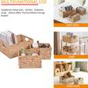 Set of 3 Water Hyacinth Storage Basket Rattan Woven Shelf Organizing with Built-in Handles 3-Pack Nesting Wicker Bathroom Accessories Pantry Storage