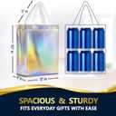 Nush Nush Iridescent Gift Bags Medium Size - Set of 12 Reusable Holographic Gift Bags with Handles - Goodie Bag for Birthdays, Bachelorette, Weddings, Holidays, Valentines, Events - 8"W x 4"D x 10"H