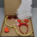 Coume Cupid Costume Accessories Set for Women Kid Angel Outfits Bow Arrow Heart Headwear Sunglasses Feather Wings(S,White,Gold)