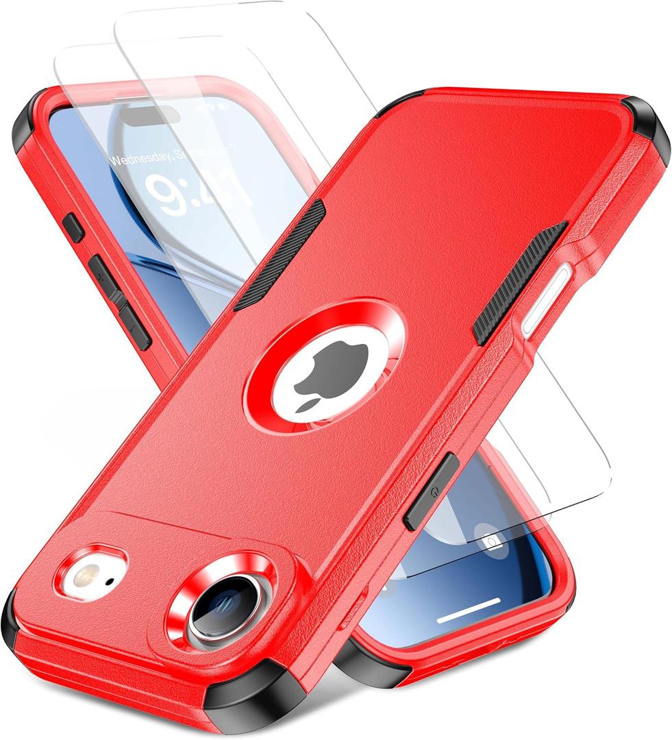 for iPhone Air Magnetic Case,Compatible with Magsafe,2X Screen Protector,Heavy Duty Protection,Rugged & Durable Phone Cover for iPhone Air Case,Red