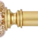 Gold Long Curtain Rods for Windows 72 to 144 Inch, Decorative Vintage Crystal 1'' Diameter Curtain Rod with Gold Foil Finials, Adjustable Heavy Duty Easy Install Drapery Pole Set for Farmhouse