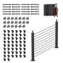 36" Stair Railing Post Kits(Post 35"x2"x2"), Adjustable Top Stair Cable Post System Includes 2Pack Stair Posts, 150FT Wire Rope, Black Swageless Cable Railing System Kit(No Handrail), RG32