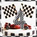 3 x Black White Checkered Birthday Candles, Checkered Flag Racing Theme Number Birthday Cake Decoration, Car Enthusiast Party Decor, 7th Birthday Cake Candles for Boys and Girls, Kids Party Supplies
