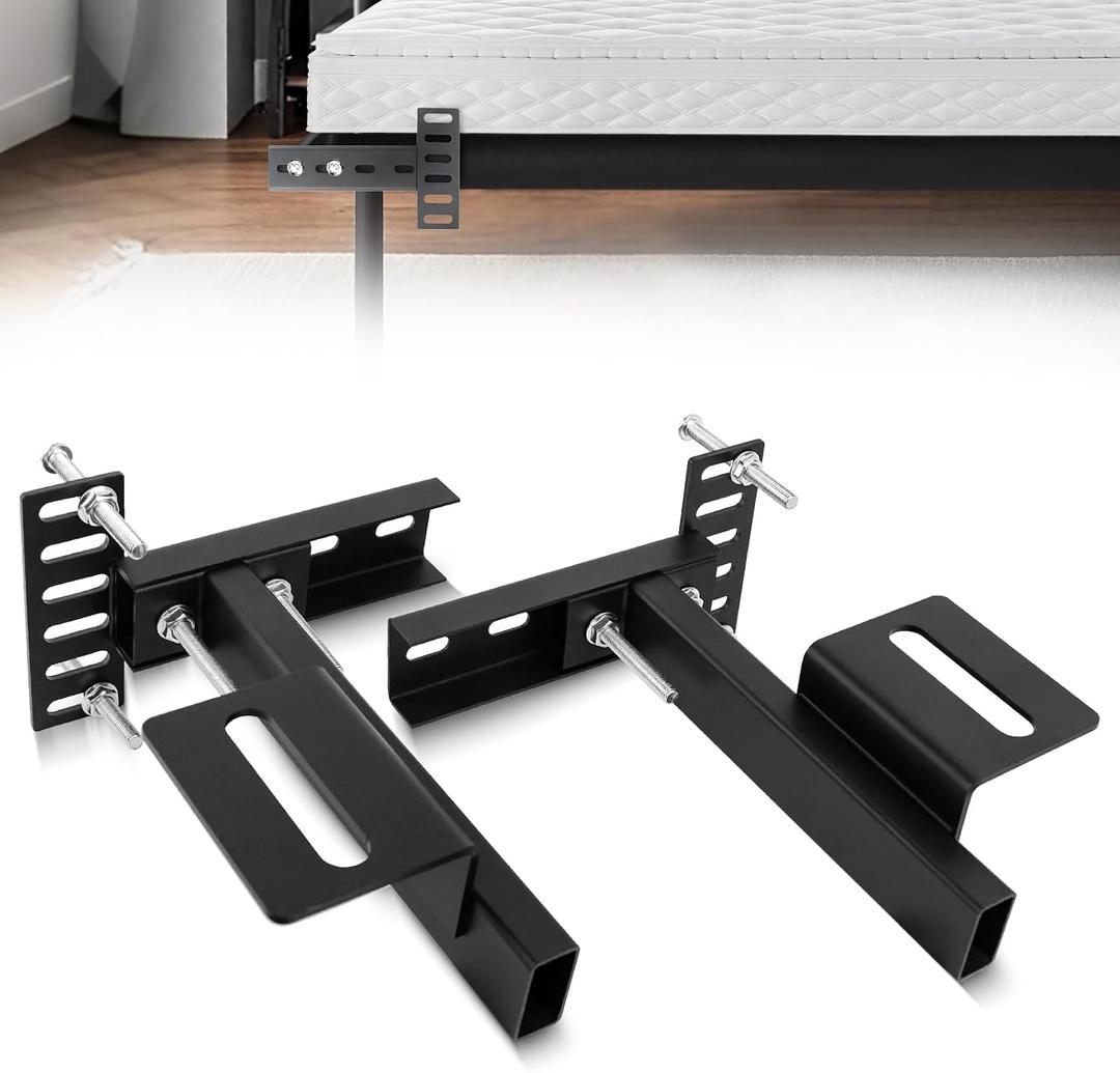 Headboard Bracket Adjustable Bed Base Bed Extra Thick Steel Universal Kit Heavy Duty No Noise No Wobble Easy Install Black Compatible Full Twin (Black)