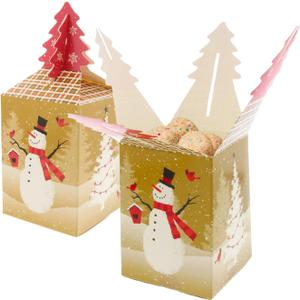 3 x Gia's Kitchen Christmas Treat Gift Containers, 20 Pack - 3D Christmas Gift Boxes to Hold Delicious Holiday Treats - Perfect Cookie Holders for Gift Giving, Party Favor Bags - Snowman