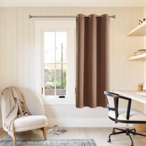 ChrisDowa Small Window Curtains 50 inches Long for Bedroom - Grommet Short Thermal Insulated Room Darkening Curtains for Kitchen (1 Panel, Cappuccino, 29 x 50 Inch)