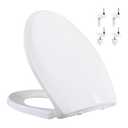 White Elongated Toilet Seat, Soft-Close Toilet Seat, Non-Slip Seat Bumpers, Quick Release Toilet Seat Hinge Easy Clean, Easy Installation, Stainless Steel hardware, 1 Pack (KP103)