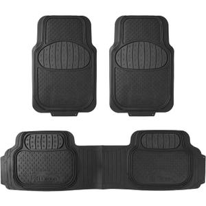 FH Group Automotive Floor Mats Climaproof for All Weather Protection Universal Fit Heavy Duty Rubber fits Most Cars, SUVs, and Trucks (Full Set Trim to Fit) Black