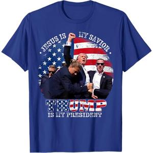 Donald Trump Fight Jesus Is My Savior Trump is my President T-Shirt Size L