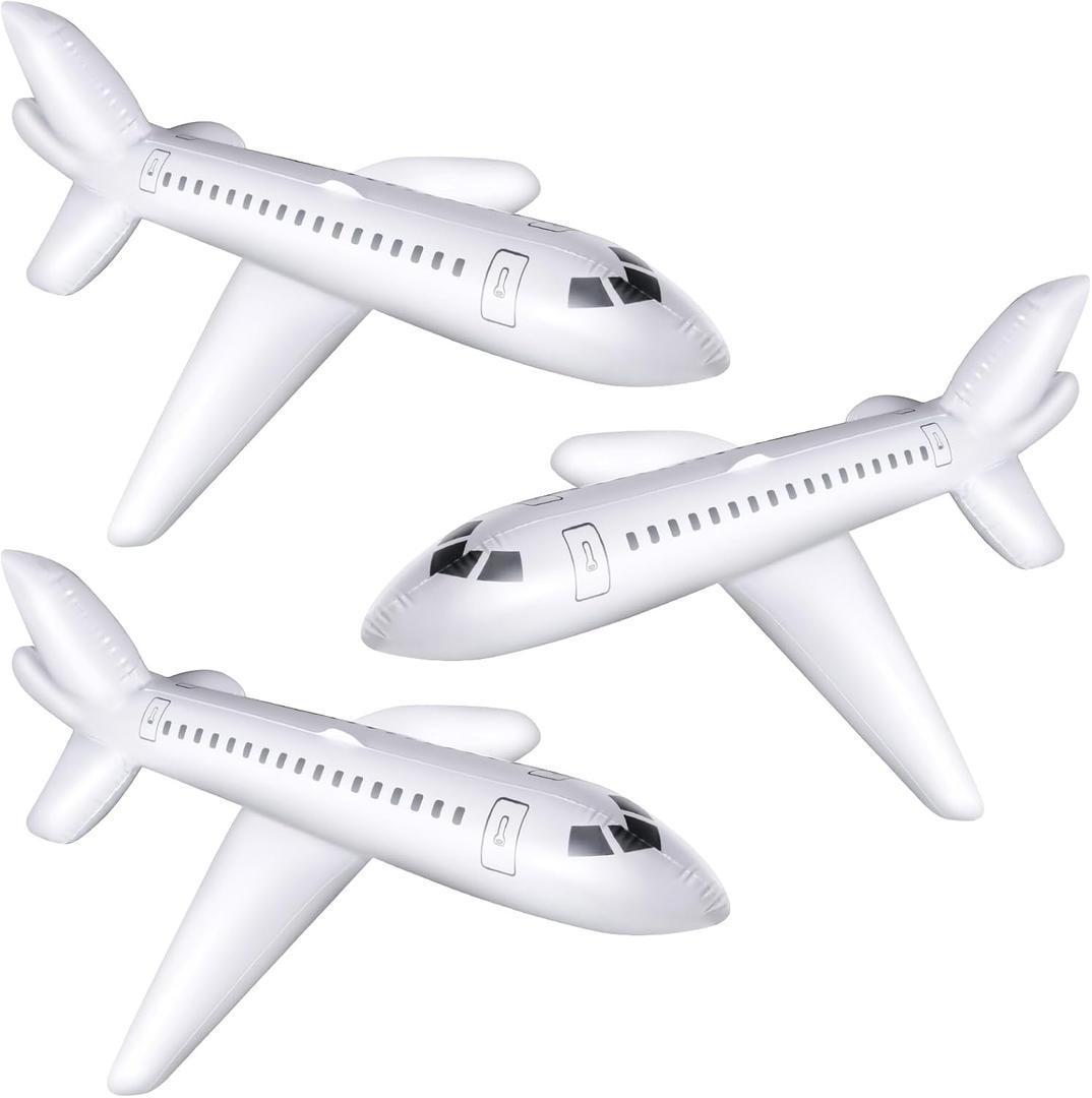 Syhood 12 Pcs 40 Inch White Large Inflatable Airplane Balloon Aviation Themed Decorations Blow up Plane for Party Outdoor Birthday Party Gifts Swimming Pool Decor