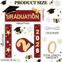 3 Pcs 2026 Gradution Party Decoration Grad Photo Booth Prop Backdrop Congrats Graduation Background 2026 Red and Black Grad Banner Decor for Yard Porch Indoor Outdoor Party Entrance Decorations