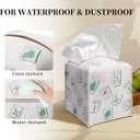 Grace Yonks Whimsical Tissue Box Cover Square - Holiday Mahjong Doodles Design 5.2" PU Leather Holder for Vanity, Desk, or Bathroom Counter - Cube Case for Facial Tissues. (110)