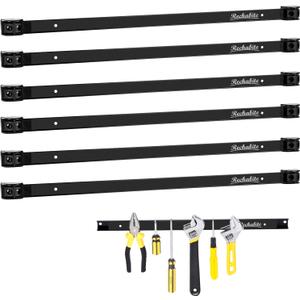 6 Pieces 24" Magnetic Tool Holder Strip, Black Magnet Bar, Metal Tool Organizer Rack for Garage Organization, Easy To Install in Workshop, Mounting Screws Included