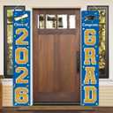 KMUYSL Graduation Decorations Class of 2026, Blue & Gold Congrats Grad Banner Hanging Flags Porch Sign, 2026 Graduation Decorations Party Supplies for Any School Indoor/Outdoor Decor
