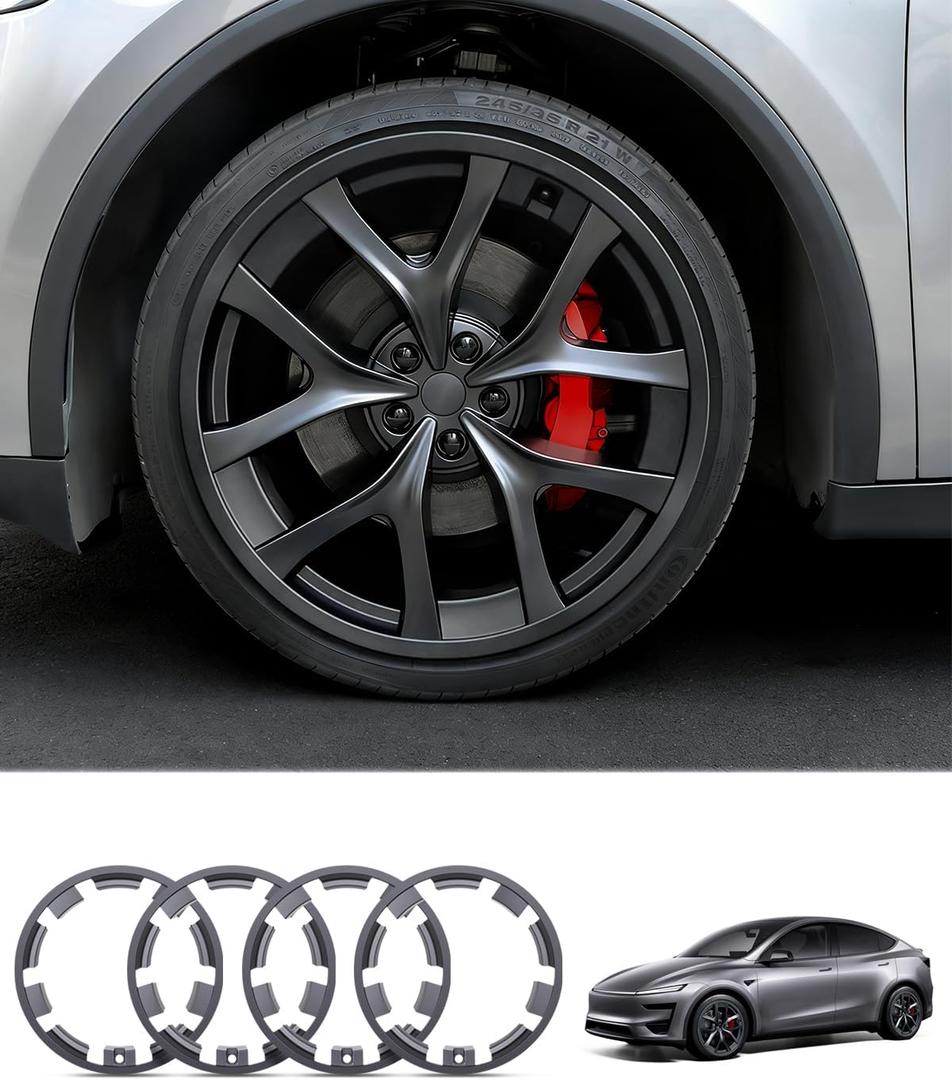 All-in-one Wheel Rim Protector for Tesla Model Y Juniper 21"Arachnid 2.0 Wheels- Strips for Curb Rash Prevention Wheel Rim Protector Easy to Install (Incognito Gray, 21'' Model Y Juniper-4pcs)