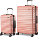 Amazon Basics 2-Piece Set (21", 30"), Hardshell Suitcases With Wheels, Expandable For Up to 25% More Space, With Scratch-Resistant Surface, Four Multi-directional Wheels, Rose Gold