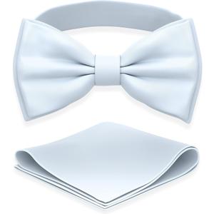 Adam Young Men's Bow Ties with Handkerchief Pre-Tied Style Formal Satin Classic Bowtie for Tuxedo Faux Silk