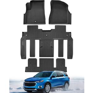 All Weather Floor Mats Custom Fit for Chevy Traverse 2009-2017 (Only Fits Captain's Chairs), Front Backseat Row Liners for GMC Acadia 2007-2017, Full Interior Protection TPE Rubber Car Accessories