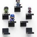7-Pack Small Floating Shelves for Wall by RicherHouse, Plastic Black Shelf 4 Inch Display Ledges Room Decor, Mini with 2 Types of Installation (Adhesive or Screw)