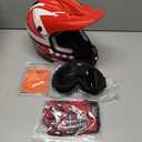 Youth Dirt Bike Helmet DOT Certified - Full Face Motorcycle Helmet for Off-Road, ATV, Street Riding, Includes Adjustable Goggles & Protective Gloves (X-Large, RED)