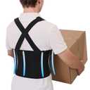 Work Back Brace for Men and Women Shoulder Straps Pain Relief Lower Support Belt With Suspenders Adjustable Workout Warehouse Heavy Lifting Safety Protection Construction Moving Black Large