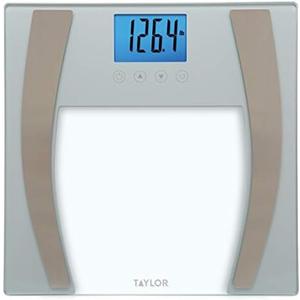 Taylor Digital Glass Body Composition Scale, Bathroom Scale for Body Weight, Measures Body Fat, Body Water, and Muscle Mass, Athlete Mode, 4-User Recognition, FSA HSA Eligible, 400 lb Capacity, Silver